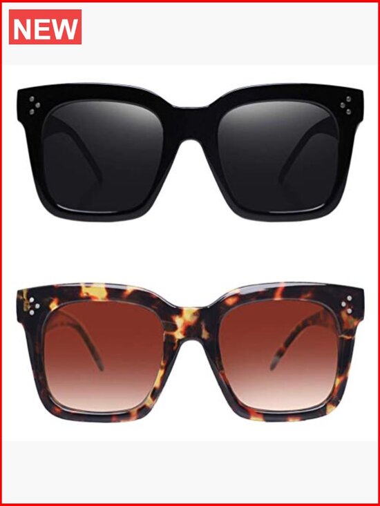 Oversized Square Sunglasses UV400 Protection Flat Lens main image 7